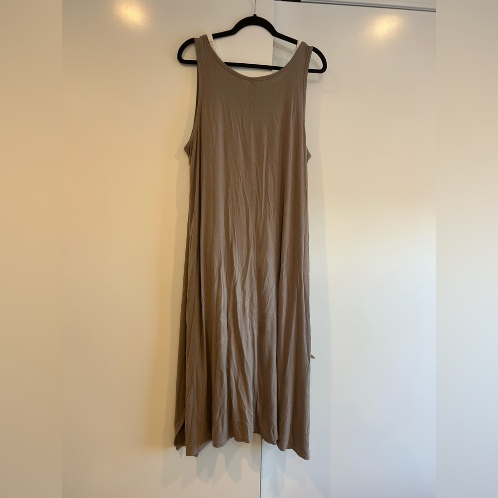 LOGO Lori Goldstein Maxi Sleeveless Asymmetrical Dress Brown Size XL Layered - Picture 7 of 9